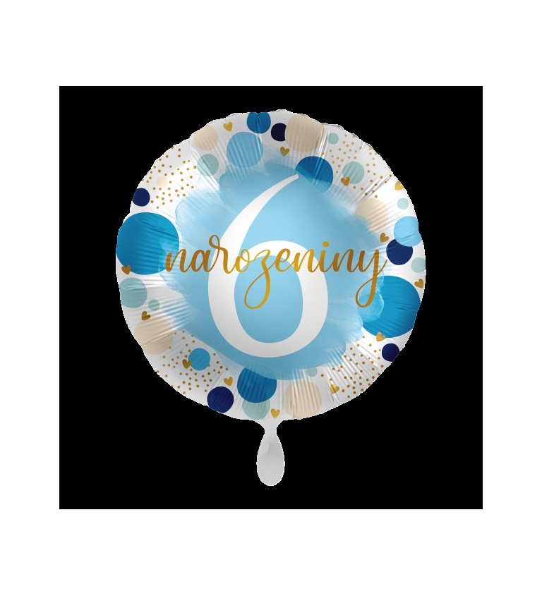 Modrý fóliový balonek 6. narozeniny