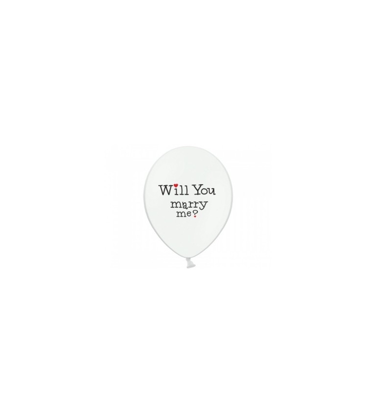Nafukovací balónek - Will you marry me?, bílý