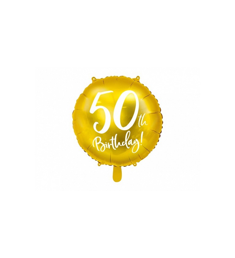 Zlatý fóliový balónek 50th Birthday