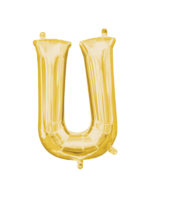 Zlatý foliový balonek - U