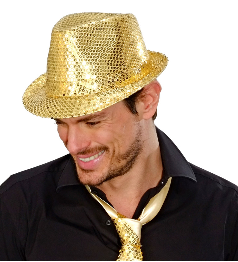 Glitrově zlatý klobouk Fedora