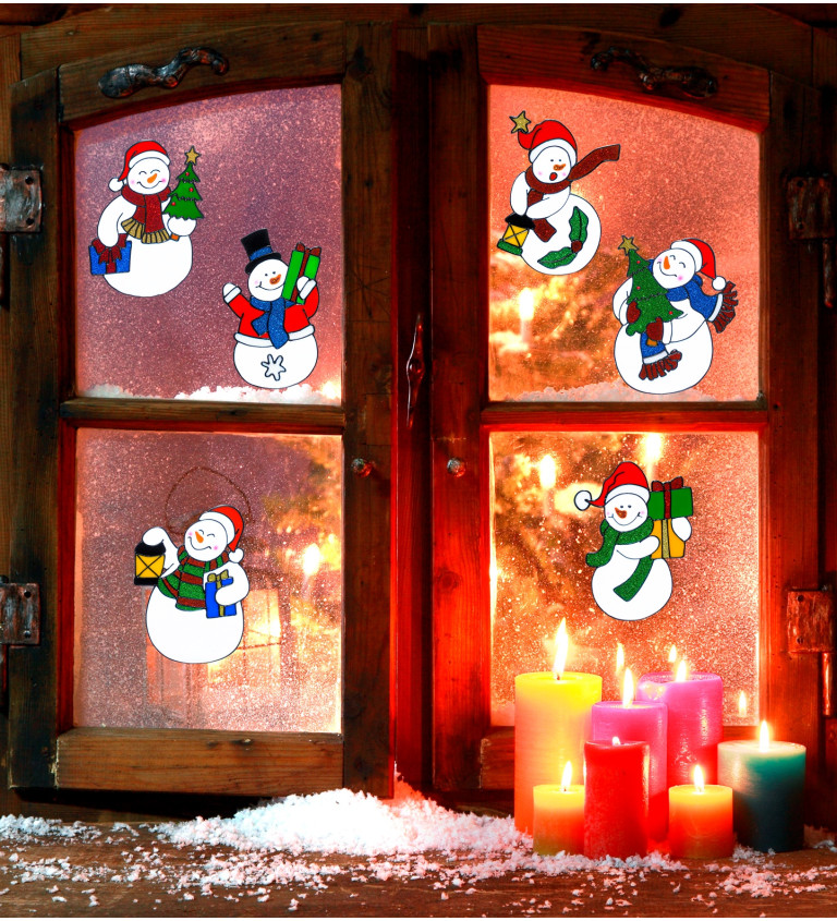 Vánoční okenní samolepky Sněhuláci