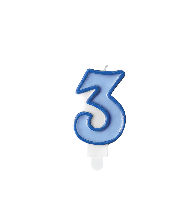 Modrá svíčka s číslem 3