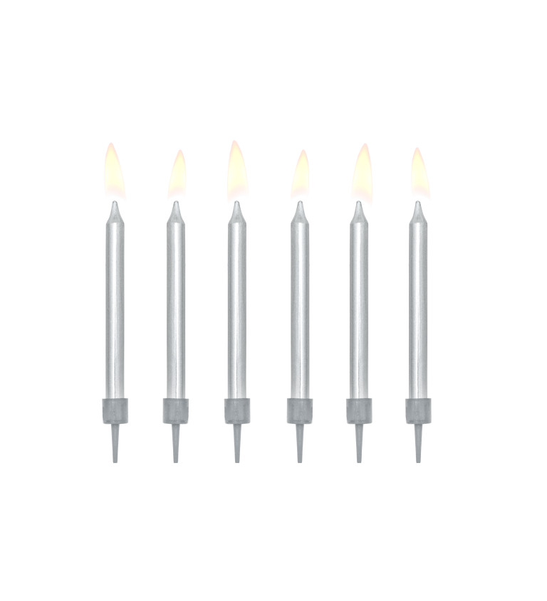 Dortové svíčky - stříbrné