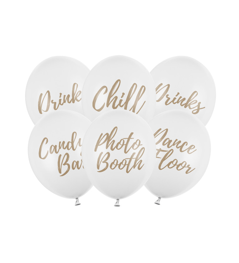 Bílé balónky s nápisy