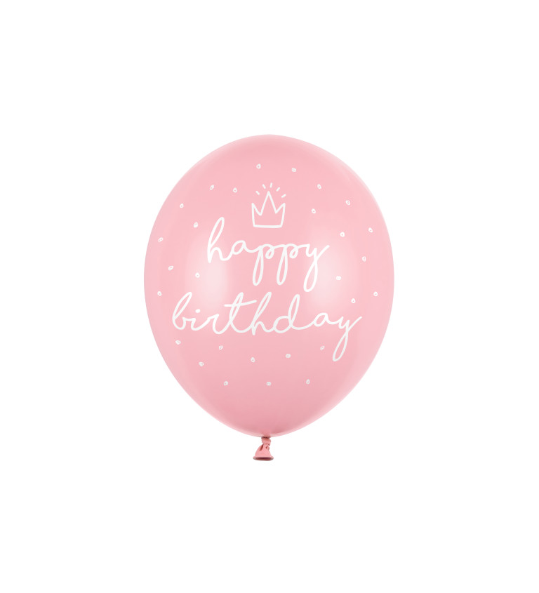 Balónek Happy Birthday - růžový