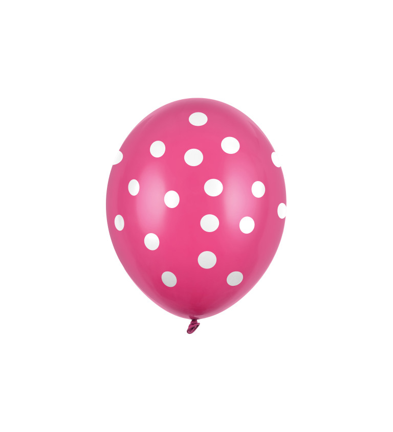 Růžový balonek s bílými puntíky