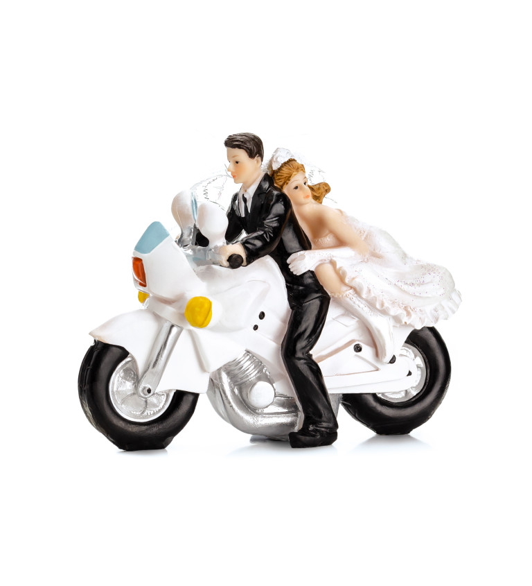 Svatební figurka - Novomanželé na motorce