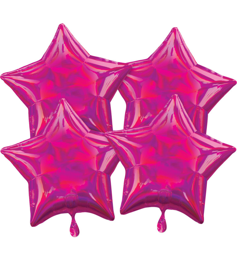 Balónky - holo růžové hvězdy