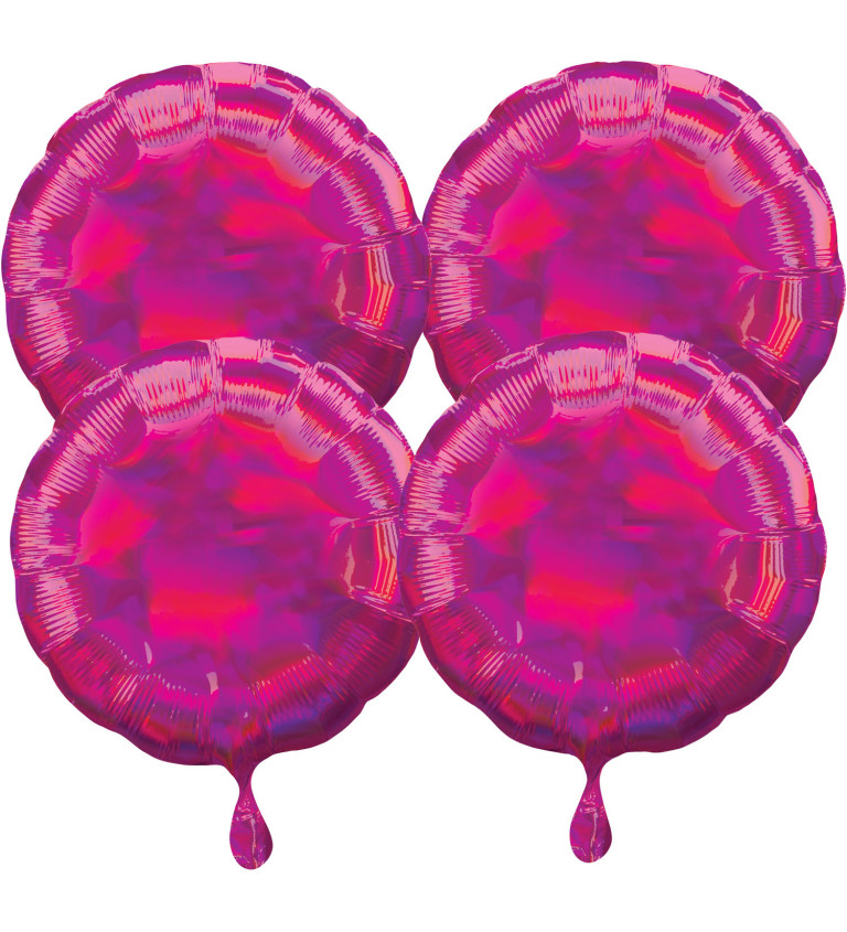 Holografické růžové balónky