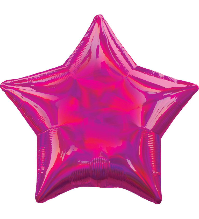 Holografická hvězda růžová balónek