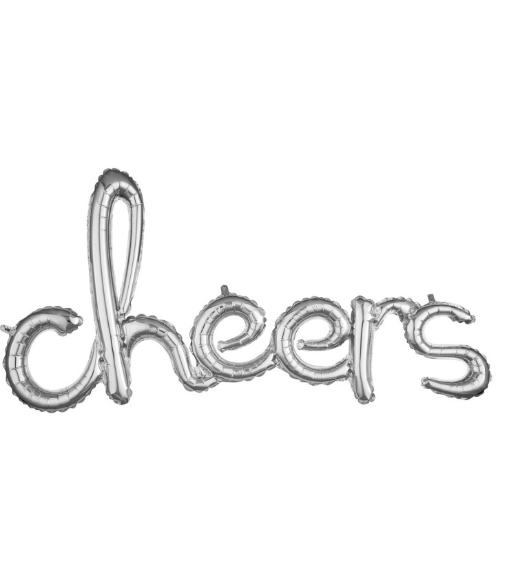 Stříbrný balónek s nápisem "Cheers"