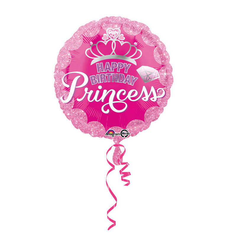 Růžový balón - Happy birthday princess