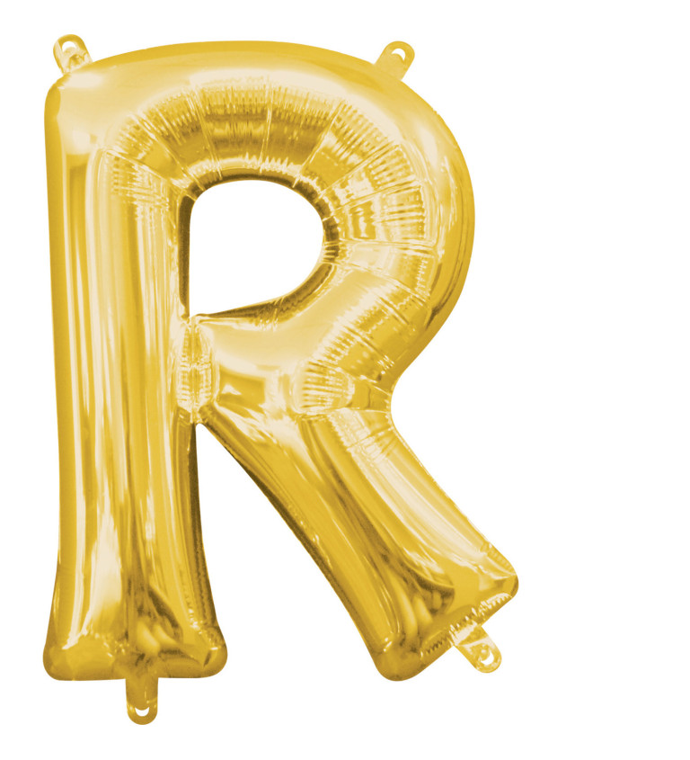 Zlatý balónek ve tvaru písmene R