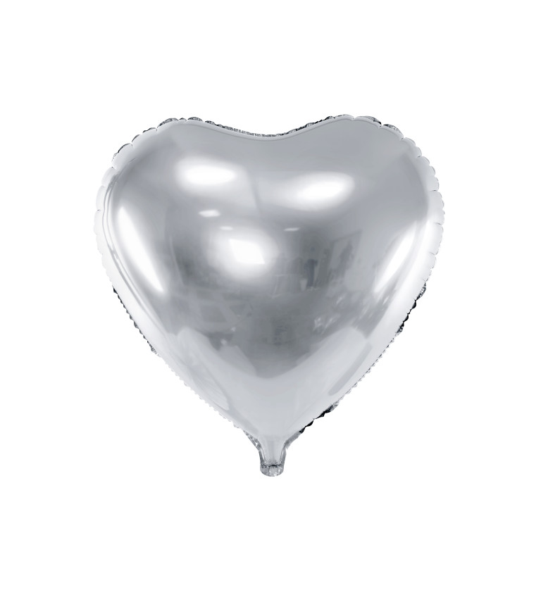 Balónek srdce - stříbrné