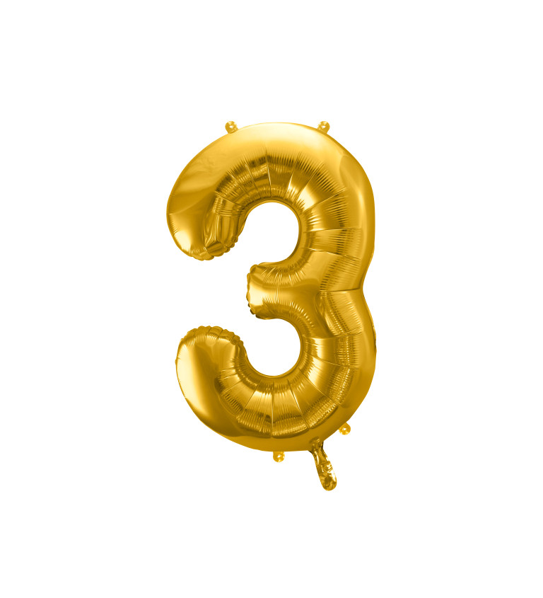 Zlatý balónek s číslem 3