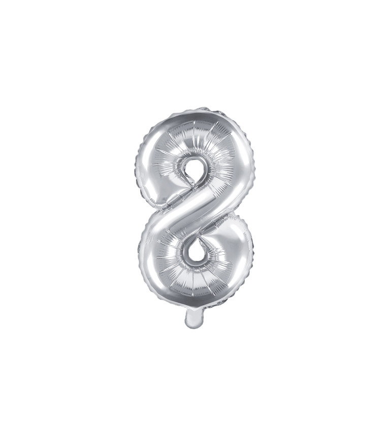 Fóliový balónek číslo 8 (metalický stříbrný)