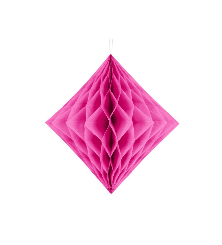 Tmavě růžový papírový diamant dekorace