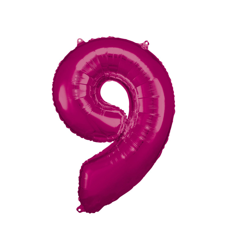 Fóliový růžový balón číslo 9