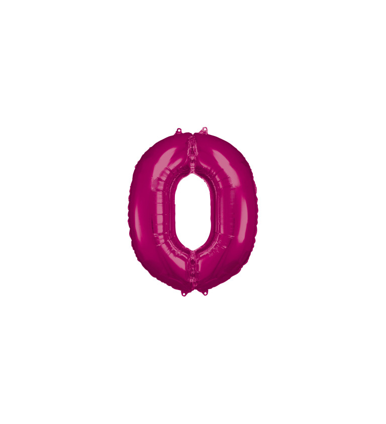 Fóliový tmavě růžový balón číslo 0