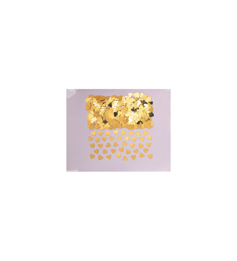 Fóliové zlaté konfety ve tvaru srdíček