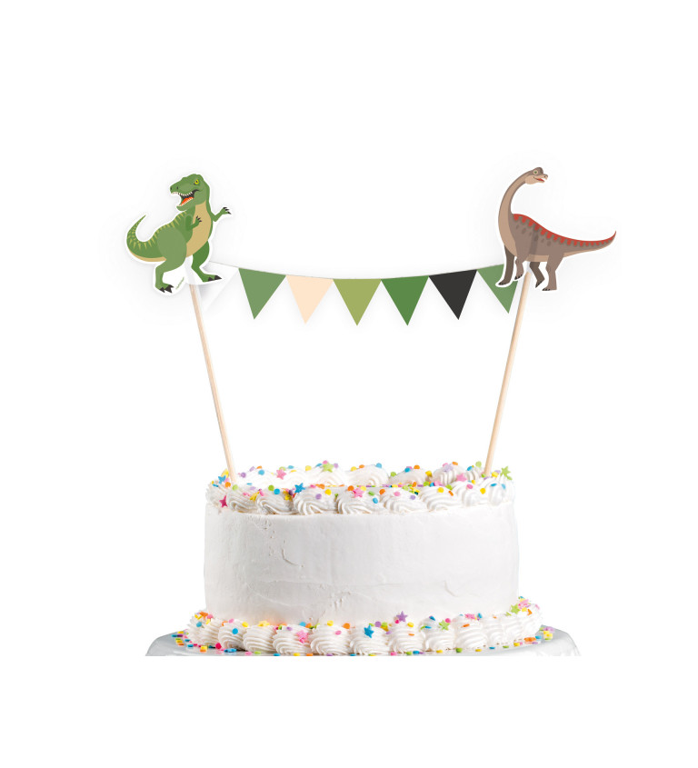 Dekorace na dort s veselým dinosaurem