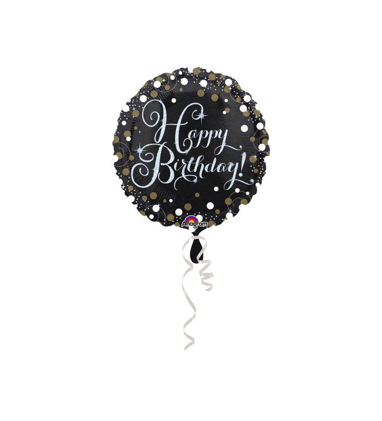 Happy Birthday balón černý