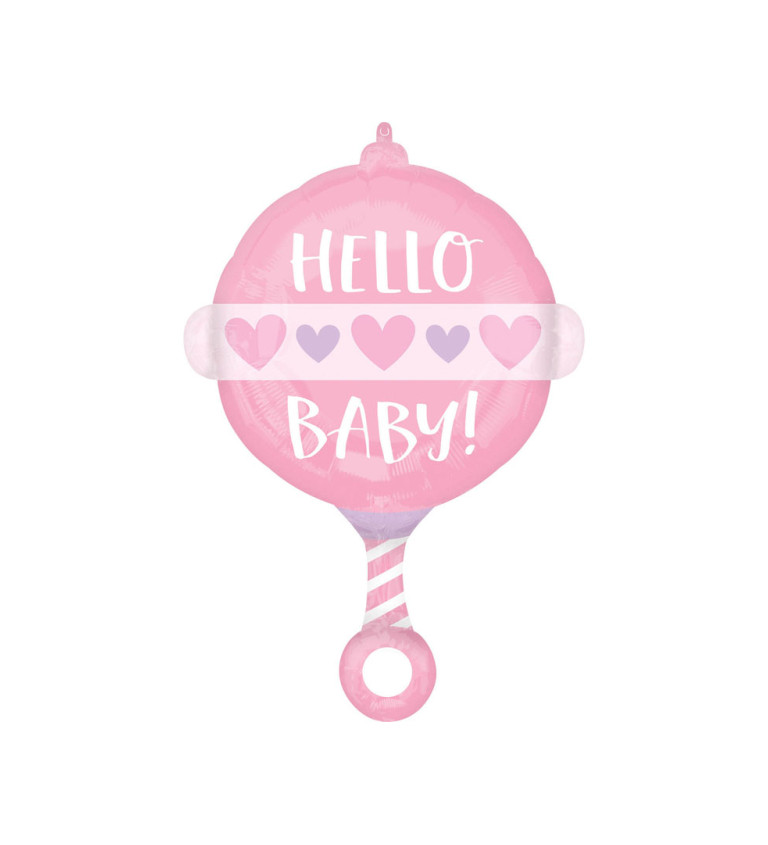"Hello baby" růžový balónek