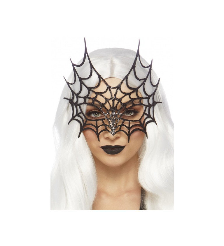 Černá glitter maska pavoučí královna