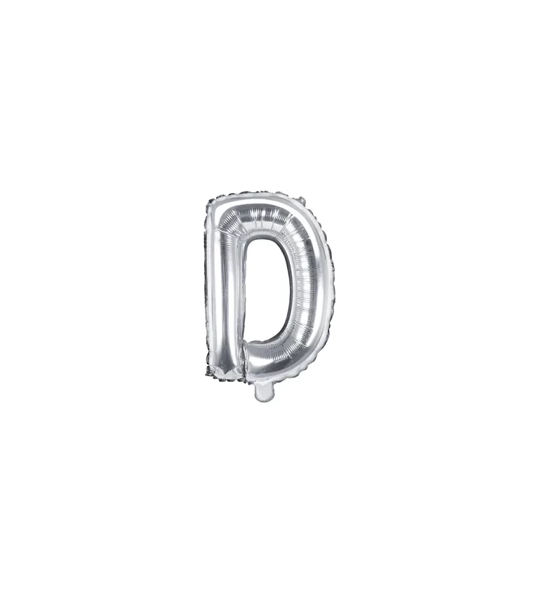 Stříbrný fóliový balónek ve tvaru písmene D