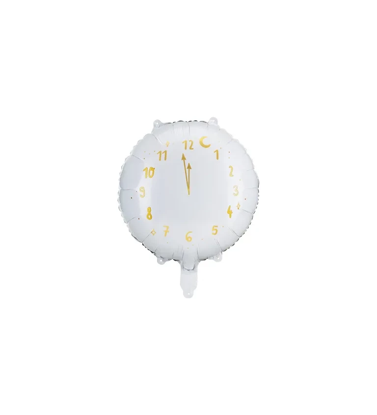 Fóliový balónek - Hodiny v bílé barvě