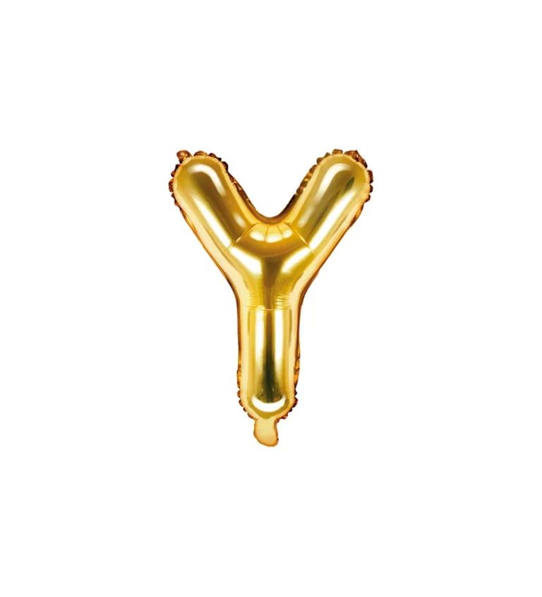 Zlatý fóliový balónek Y