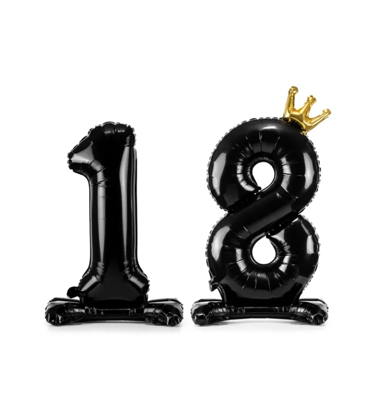 Stojící fóliový balón číslo ''18'' v černé barvě