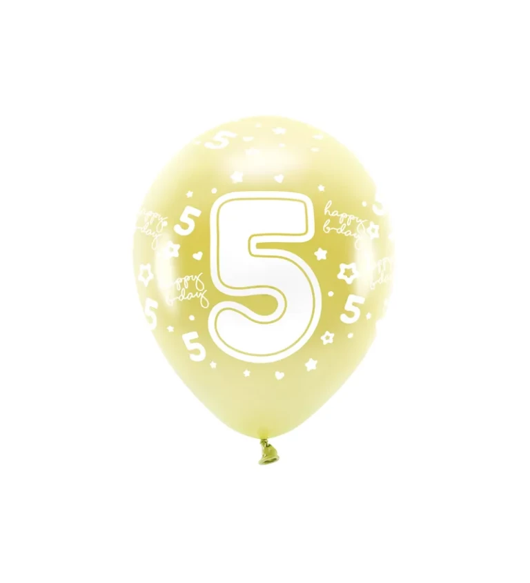 Eko balónky číslo ''5'' ve světle zlaté barvě