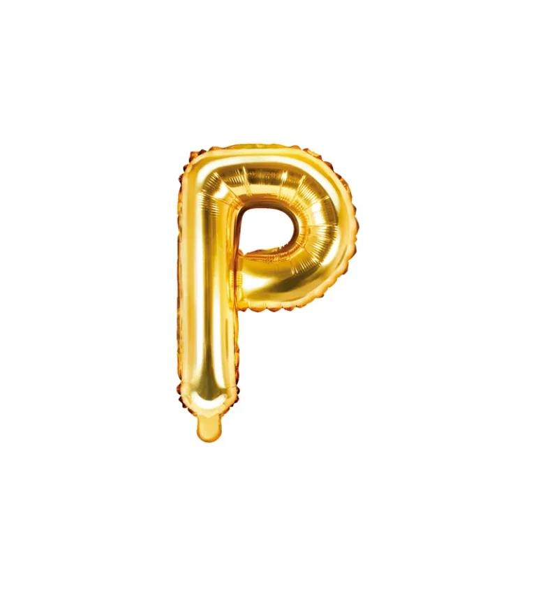 Metalický fóliový balónek Písmeno ''P'' - zlatý