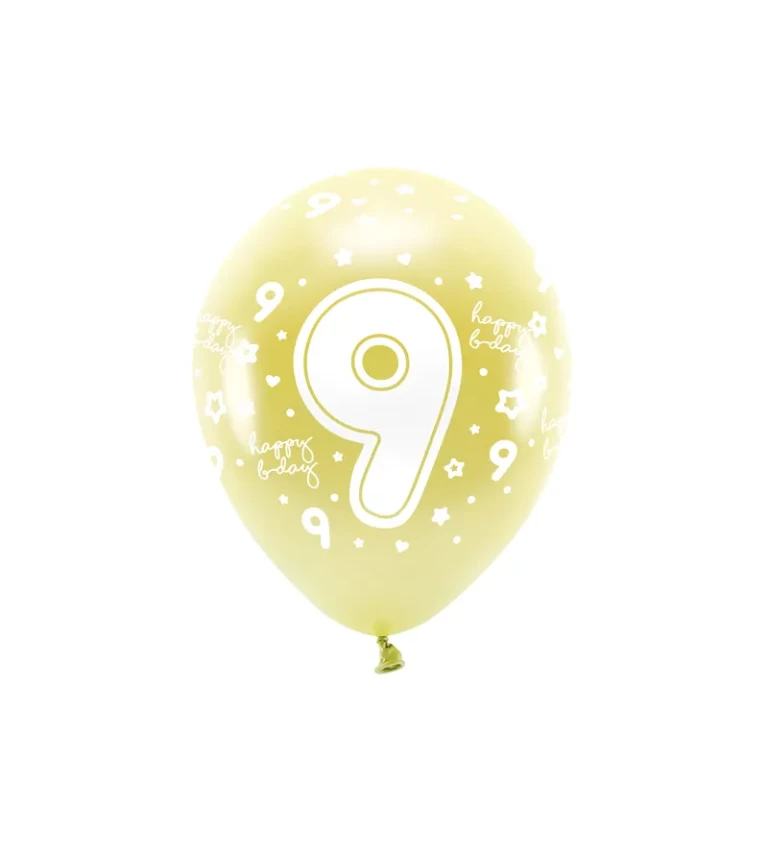 Eko balónky číslo ''9'' ve světle zlaté barvě