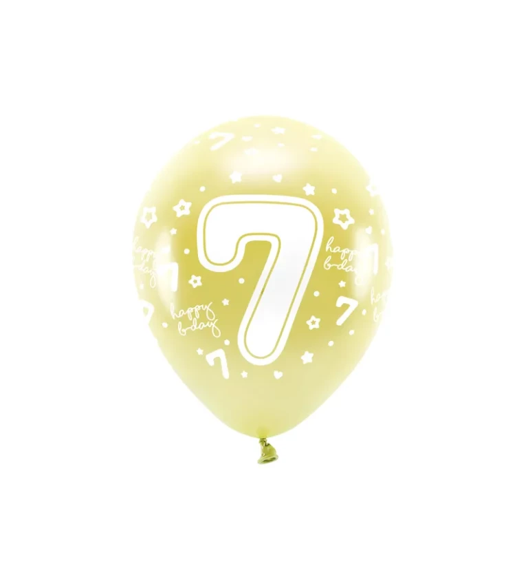 Metalické balónky Eco číslo '' 7'' ve světle zlaté barvě