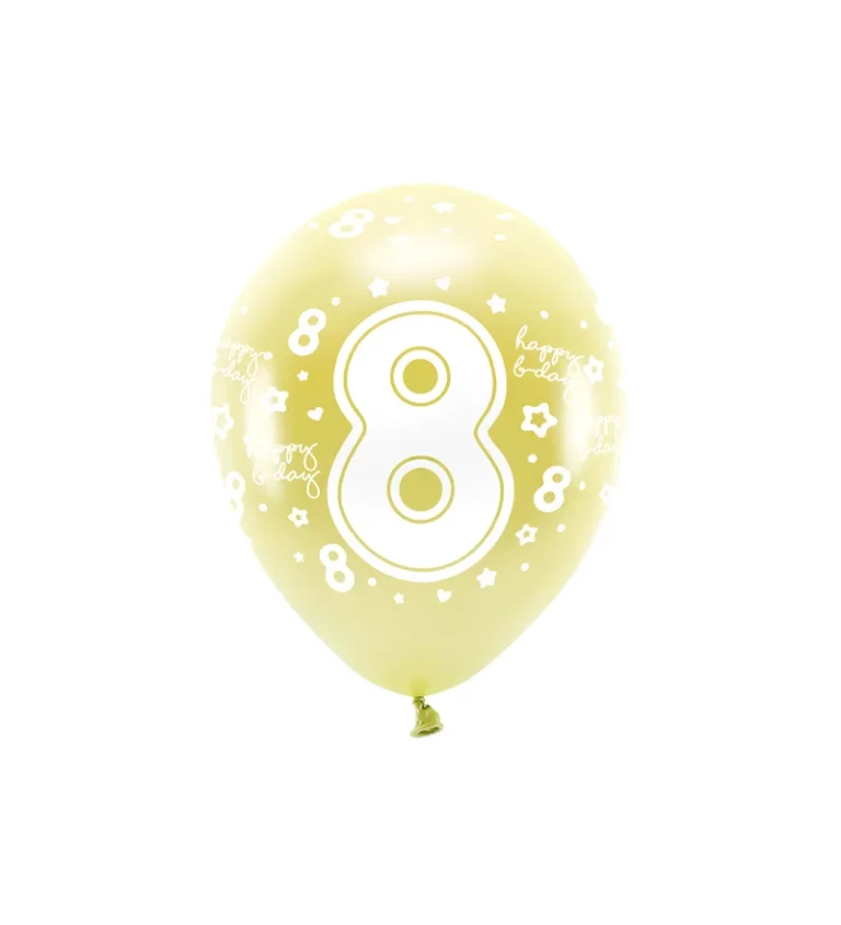 Metalické balónky Eco číslo ''8'' ve světle zlaté barvě