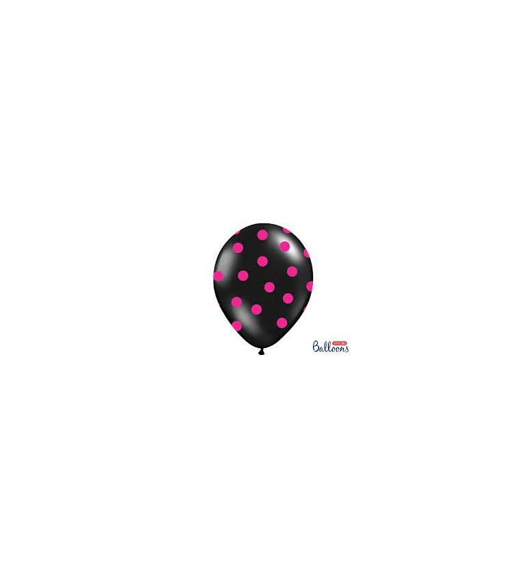 Latexové balonky černé s růžovými puntíky
