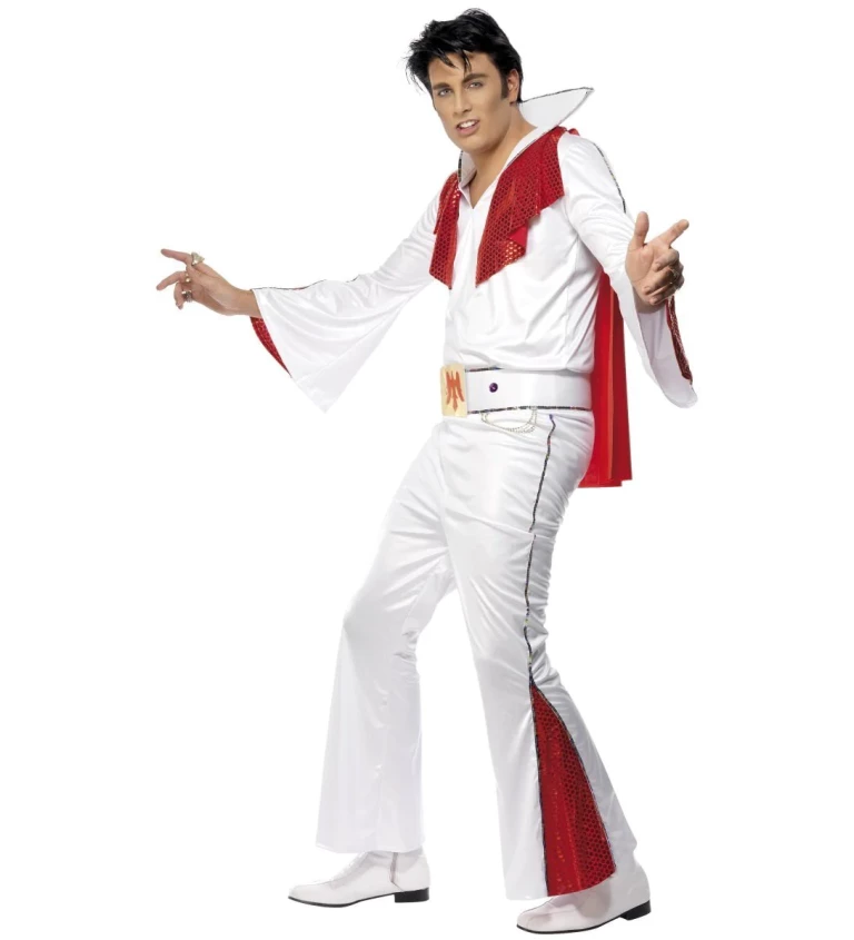 Pánský kostým Elvis bílo-červený