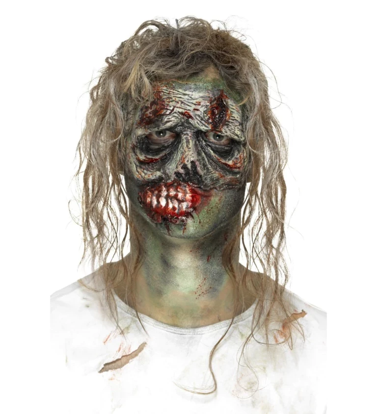 Zelená latexová maska zombie oči