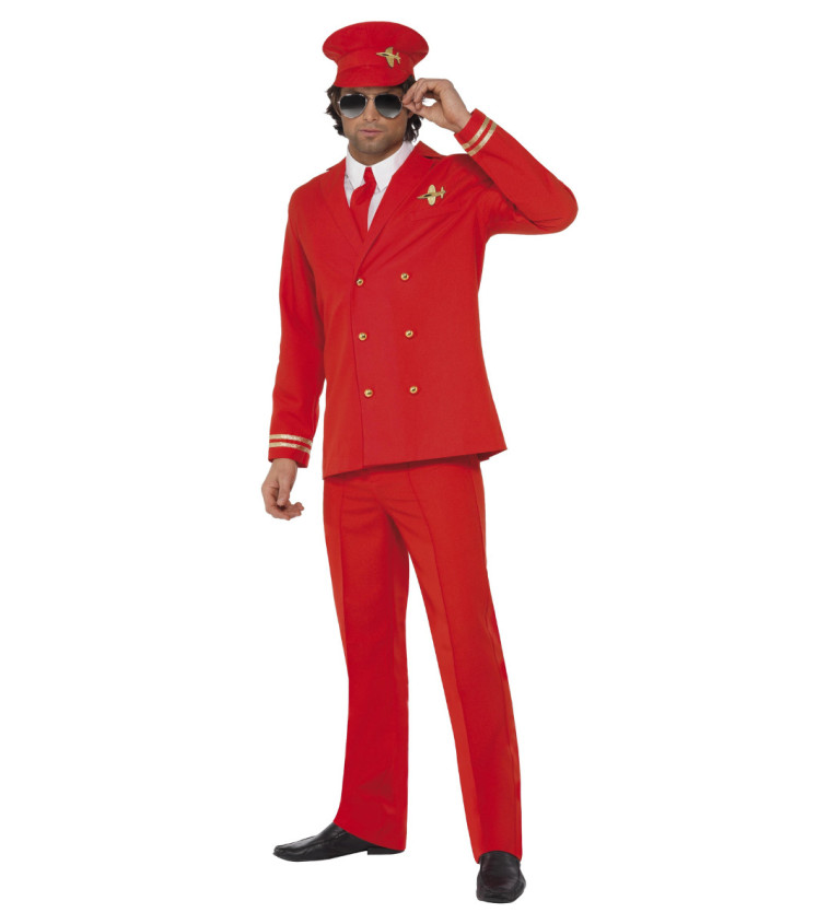 Pánský kostým Pilot, barva červená