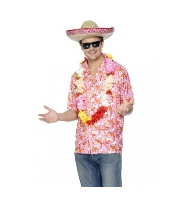 Havajská košile - růžové květy
