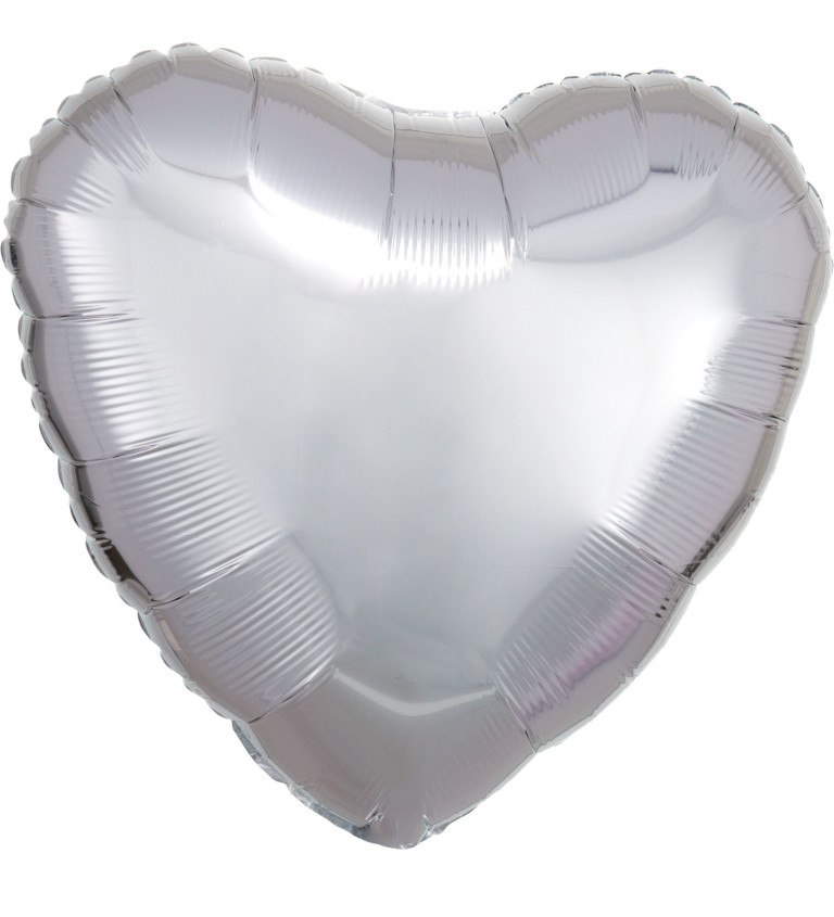 Fóliový balón stříbrné srdce