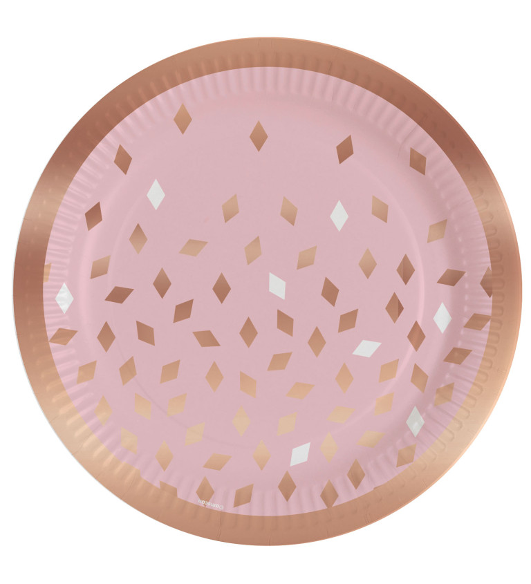 Růžový talířek se vzory