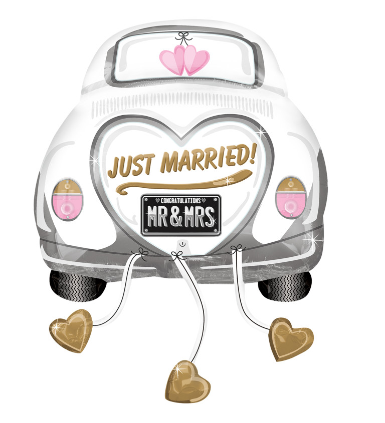 Fóliový balónek ve tvaru auta s nápisem "Just Married"