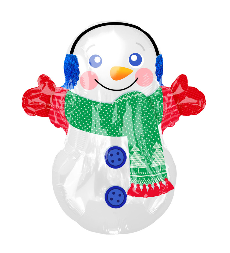 Fóliový balónek - oblečený Sněhulák