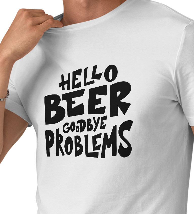 Pánské triko bílé Hello beer goodbye problems