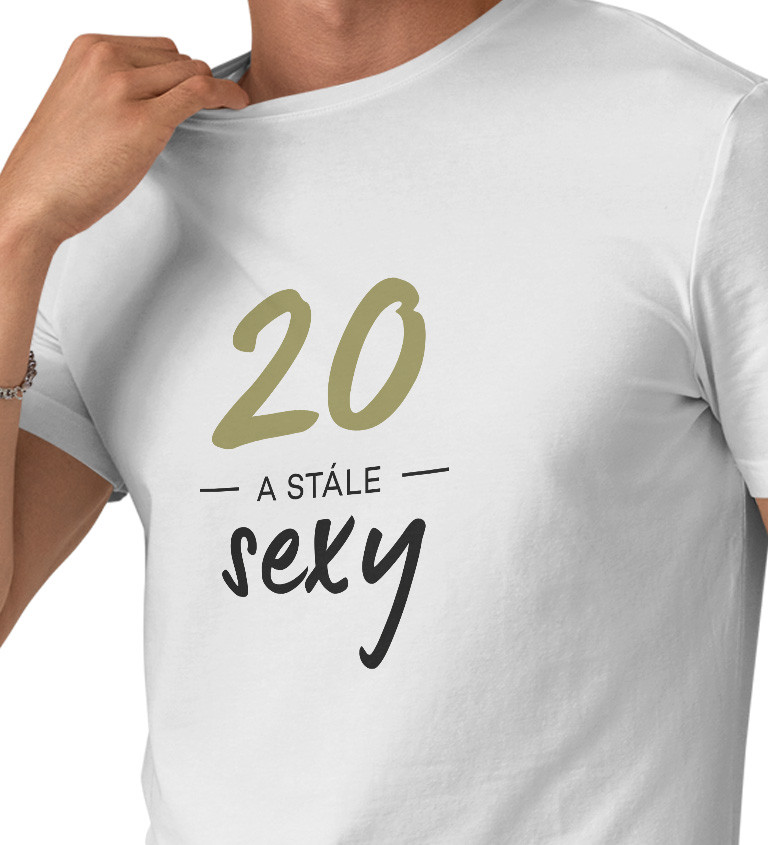 Pánské triko bílé - 20 a stále sexy
