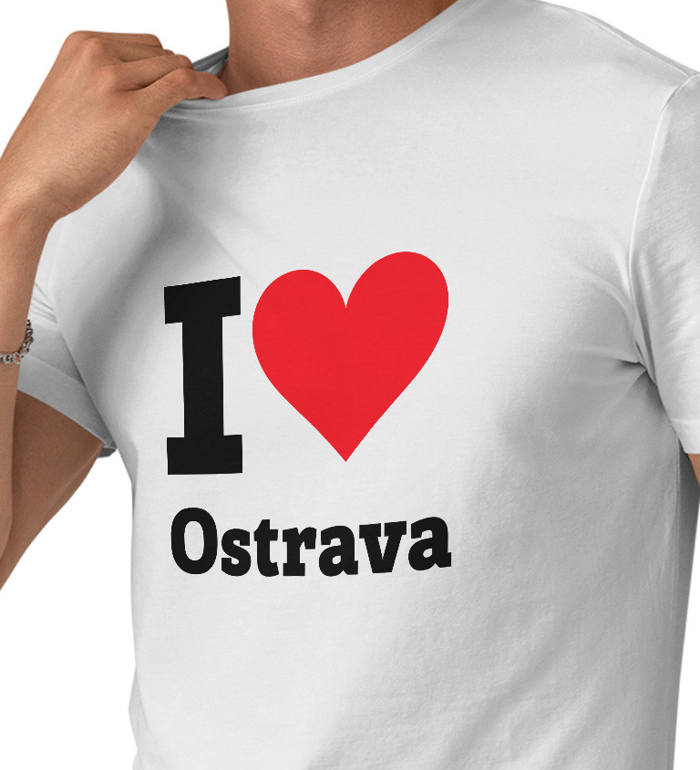 Pánské bílé triko - I love Ostrava